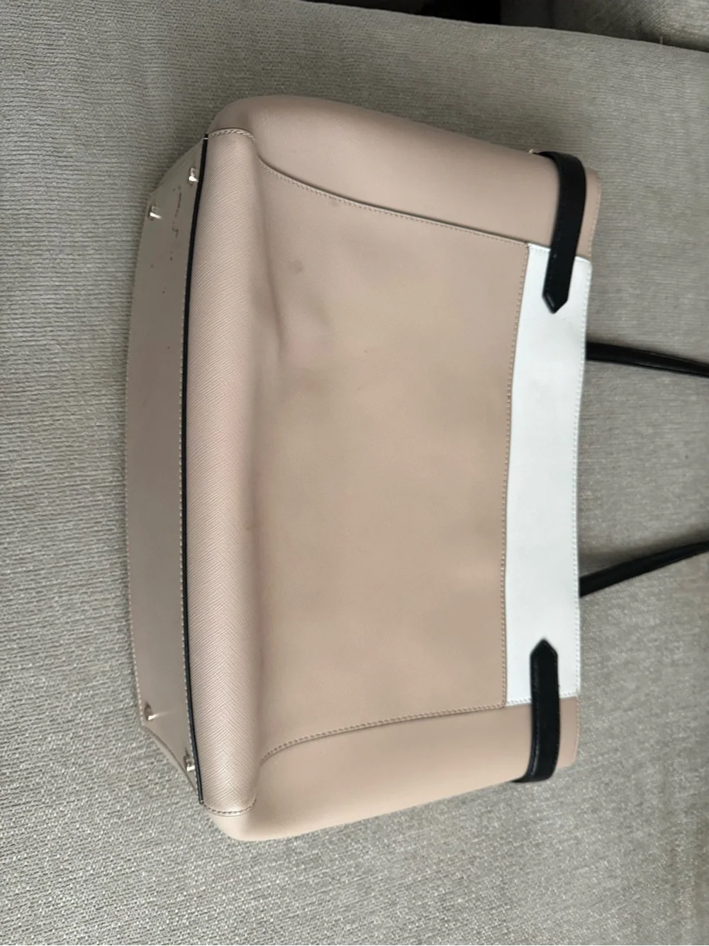 kate spade Beige, White & Black Leather Tote